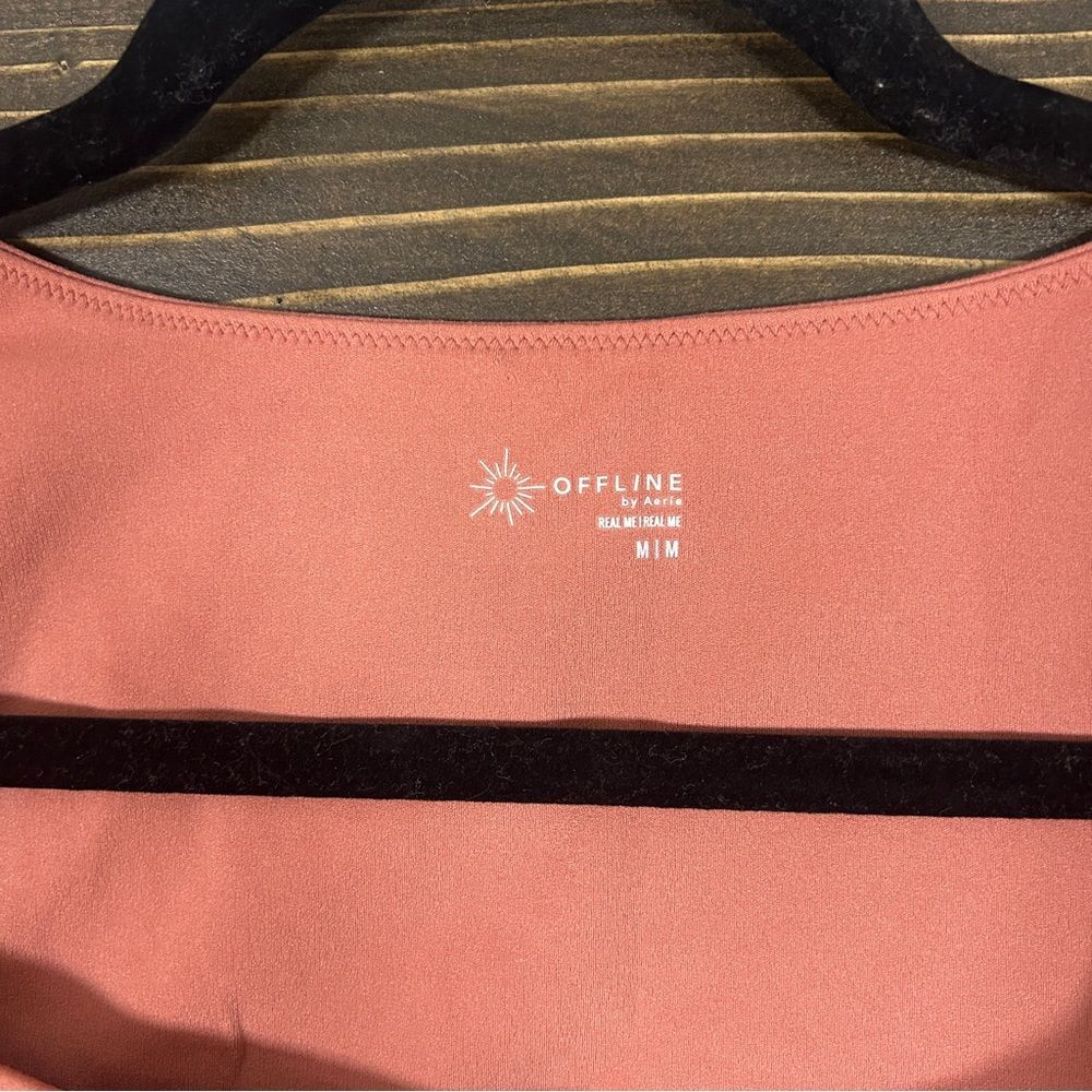 Offline by Aerie Pink Real Me Square Neck Tee Women’s Size M Crop Top - Picture 2 of 9